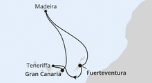 Route: Kanarische Inselwelt ab Fuerteventura mit AIDAblu