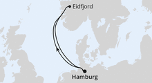 Route: Kurzreise nach Eidfjord ab Hamburg mit AIDAprima