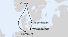 Route: Kurzreise nach Norwegen & Dänemark ab Hamburg mit AIDAmar