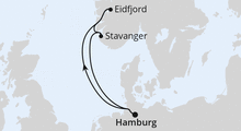 Route: Kurzreise nach Norwegen ab Hamburg mit AIDAprima