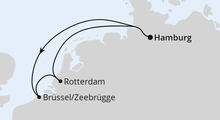 Route: Kurzreise nach Belgien & Niederlande ab Hamburg mit AIDAprima