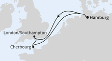 Route: Kurzreise nach England & Frankreich mit AIDAnova