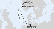 Route: Kurzreise nach Norwegen ab Hamburg mit AIDAsol