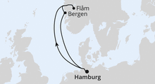 Route: Kurzreise Norwegens Fjord-Weltnaturerbe ab Hamburg mit AIDAprima