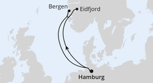 Route: Kurzreise nach Norwegen ab Hamburg mit AIDAprima