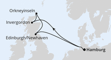 Route: Großbritannien ab Hamburg mit AIDAmar