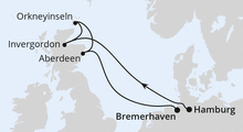 Route: Schottische Highlights ab Hamburg bis Bremerhaven mit AIDAsol