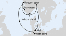 Route: Südnorwegen ab Hamburg mit AIDAnova