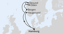 Route: Norwegen ab Hamburg mit AIDAperla