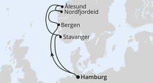 Route: Norwegen ab Hamburg mit AIDAperla