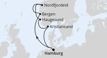 Route: Norwegen ab Hamburg mit AIDAperla