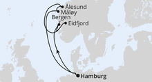 Route: Norwegen ab Hamburg mit AIDAperla