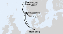 Route: Norwegen ab Hamburg mit AIDAperla