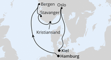 Route: Südnorwegen von Hamburg nach Kiel mit AIDAnova