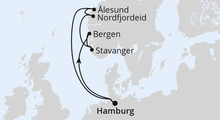 Route: Norwegen ab Hamburg mit AIDAperla