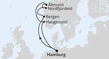 Route: Norwegen ab Hamburg mit AIDAperla