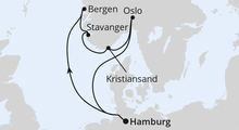 Route: Südnorwegen ab Hamburg mit AIDAnova