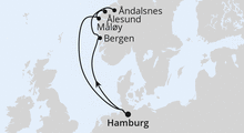 Route: Norwegen ab Hamburg mit AIDAperla