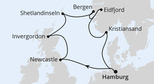 Route: Großbritannien & Norwegen mit AIDAsol