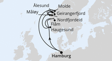 Route: Norwegens Fjorde mit Geirangerfjord ab Hamburg mit AIDAprima