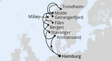 Route: Norwegens Fjorde mit Geiranger & Trondheim mit AIDAprima