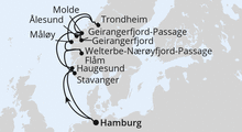 Route: Norwegens Fjord-Weltnaturerbe ab Hamburg 2 mit AIDAprima