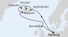 Route: Island-Rundreise ab Hamburg mit AIDAsol