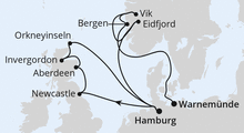 Route: Schottische Highlights & Norwegen ab Hamburg mit AIDAluna