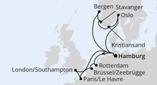 Route: Metropolen & Südnorwegen ab Hamburg mit AIDAnova