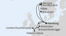 Route: Metropolen & Norwegen ab Hamburg mit AIDAperla