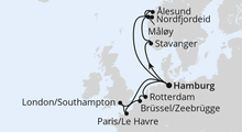 Route: Metropolen & Norwegen ab Hamburg mit AIDAperla