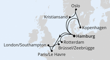 Route: Metropolen & Skandinavien ab Hamburg mit AIDAnova