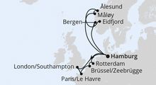 Route: Metropolen & Norwegen ab Hamburg mit AIDAperla