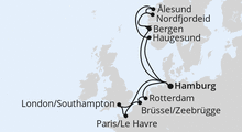 Route: Metropolen & Norwegen ab Hamburg mit AIDAperla