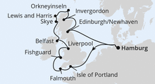 Route: Königreich Großbritannien ab Hamburg mit AIDAluna