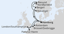 Route: Metropolen & Norwegen ab Hamburg mit AIDAperla