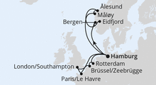 Route: Metropolen & Norwegen ab Hamburg mit AIDAperla