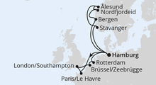 Route: Metropolen & Norwegen ab Hamburg mit AIDAperla