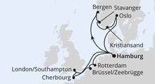 Route: Metropolen & Südnorwegen ab Hamburg mit AIDAnova