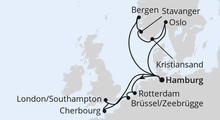 Route: Metropolen & Südnorwegen ab Hamburg mit AIDAnova