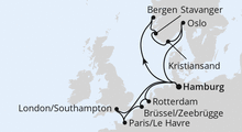 Route: Metropolen & Südnorwegen ab Hamburg mit AIDAnova