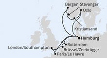 Route: Metropolen & Südnorwegen ab Hamburg mit AIDAnova