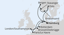 Route: Metropolen & Südnorwegen ab Hamburg mit AIDAnova