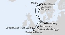 Route: Metropolen & Norwegen ab Hamburg mit AIDAperla