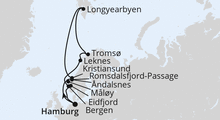 Route: Norwegen mit Spitzbergen & Lofoten ab Hamburg mit AIDAluna