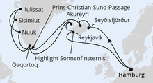 Route: Island & Grönland mit Sonnenfinsternis ab Hamburg mit AIDAluna