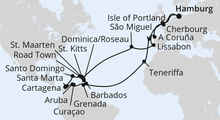 Route: Große Winterpause Karibik mit AIDAmar