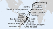 Route: Große Winterpause Brasilien zum Karneval mit AIDAmar