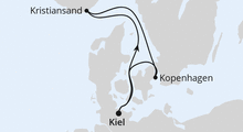 Route: Kurzreise nach Kristiansand & Kopenhagen ab Kiel mit AIDAbella