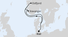 Route: Kurzreise nach Norwegen ab Kiel mit AIDAbella